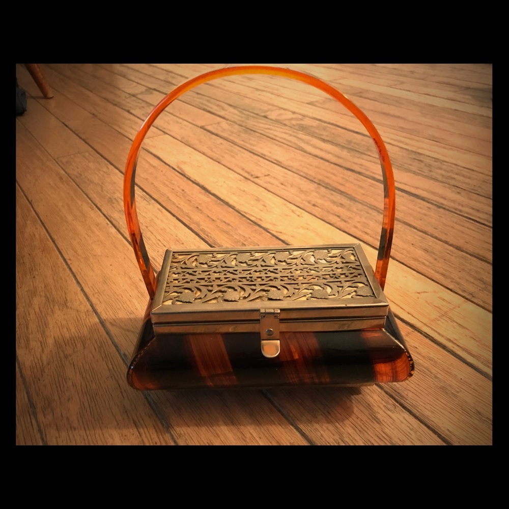 Vintage Deco Lucite Tortoise Purse